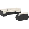 Image de vidaXL Ensemble de salon de jardin 9 pièces avec coussins noir poly rotin