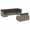 Image de vidaXL Ensemble de salon de jardin 9 pièces avec coussins Gris Poly rotin