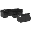 Image de vidaXL Ensemble de 10 canapés de jardin avec coussins noir poly rotin