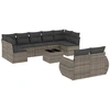 Image de vidaXL Ensemble de salon de jardin 10 pièces avec coussins Gris Poly Rattan