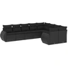 Image de vidaXL Ensemble de salon de jardin 9 pièces avec coussins noir poly rotin