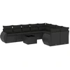 Image de vidaXL Ensemble de 10 canapés de jardin avec coussins noir poly rotin