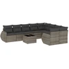 Image de vidaXL Ensemble de salon de jardin 10 pièces avec coussins Gris Poly Rattan
