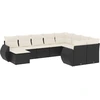 Image de vidaXL Ensemble de 10 canapés de jardin avec coussins noir poly rotin