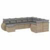 Image de vidaXL Ensemble de salon de jardin 10 pièces avec coussins Beige Poly Rattan