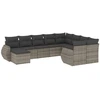 Image de vidaXL Ensemble de salon de jardin 10 pièces avec coussins Gris Poly Rattan