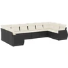 Image de vidaXL Ensemble de 10 canapés de jardin avec coussins noir poly rotin