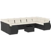 Image de vidaXL Ensemble de salon de jardin 11 pièces avec coussins noir poly rotin
