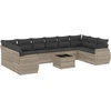Image de vidaXL Ensemble de salon de jardin 11 pièces avec coussins gris clair Poly rotin