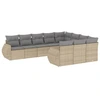 Image de vidaXL Ensemble de salon de jardin 10 pièces avec coussins Beige Poly Rattan
