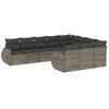 Image de vidaXL Ensemble de salon de jardin 10 pièces avec coussins Gris Poly Rattan