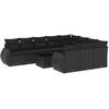 Image de vidaXL Ensemble de salon de jardin 11 pièces avec coussins noir poly rotin