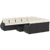 Image de vidaXL Ensemble de salon de jardin 11 pièces avec coussins noir poly rotin