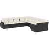 Image de vidaXL Ensemble de 10 canapés de jardin avec coussins noir poly rotin