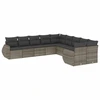 Image de vidaXL Ensemble de salon de jardin 10 pièces avec coussins Gris Poly Rattan