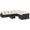 Image de vidaXL Ensemble de salon de jardin 11 pièces avec coussins noir poly rotin