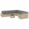 Image de vidaXL Ensemble de salon de jardin 11 pièces avec coussins Beige Poly Rattan