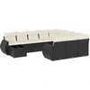 Image de vidaXL Ensemble de salon de jardin 11 pièces avec coussins noir poly rotin