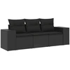 Image de vidaXL Ensemble de salon de jardin 3 pièces avec coussins noir poly rotin