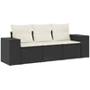 Image de vidaXL Ensemble de salon de jardin 3 pièces avec coussins noir poly rotin