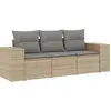 Image de vidaXL Ensemble de salon de jardin 3 pièces avec coussins Beige Poly Rattan