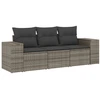 Image de vidaXL Ensemble de salon de jardin 3 pièces avec coussins Gris Poly rotin