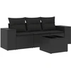 Image de vidaXL Ensemble de salon de jardin 4 pièces avec coussins noir poly rotin