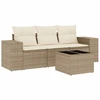 Image de vidaXL Ensemble de salon de jardin 4 pièces avec coussins Beige Poly Rattan
