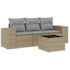 Image de vidaXL Ensemble de salon de jardin 4 pièces avec coussins Beige Poly Rattan