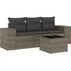 Image de vidaXL Ensemble de salon de jardin 4 pièces avec coussins Gris Poly rotin
