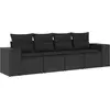 Image de vidaXL Ensemble de salon de jardin 4 pièces avec coussins noir poly rotin
