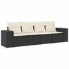 Image de vidaXL Ensemble de salon de jardin 4 pièces avec coussins noir poly rotin