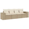 Image de vidaXL Ensemble de salon de jardin 4 pièces avec coussins Beige Poly Rattan