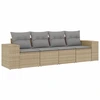 Image de vidaXL Ensemble de salon de jardin 4 pièces avec coussins Beige Poly Rattan