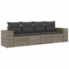 Image de vidaXL Ensemble de salon de jardin 4 pièces avec coussins Gris Poly rotin