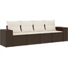 Image de vidaXL Ensemble de salon de jardin 4 pièces avec coussins Marron Poly Rattan