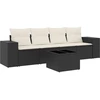 Image de vidaXL Ensemble de salon de jardin 5 pièces avec coussins noir poly rotin