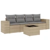 Image de vidaXL Ensemble de salon de jardin 5 pièces avec coussins Beige Poly Rattan