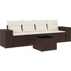 Image de vidaXL Ensemble de salon de jardin 5 pièces avec coussins Marron Poly Rattan