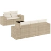 Image de vidaXL Ensemble de salon de jardin 6 pièces avec coussins Beige Poly Rattan