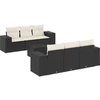 Image de vidaXL Ensemble de salon de jardin 7 pièces avec coussins noir poly rotin