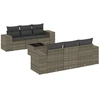 Image de vidaXL Ensemble de salon de jardin 7 pièces avec coussins Gris Poly rotin