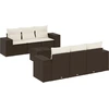 Image de vidaXL Ensemble de salon de jardin 7 pièces avec coussins Marron Poly rotin