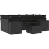Image de vidaXL Ensemble de salon de jardin 7 pièces avec coussins noir poly rotin