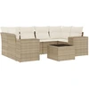Image de vidaXL Ensemble de salon de jardin 7 pièces avec coussins Beige Poly Rattan