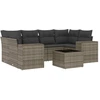 Image de vidaXL Ensemble de salon de jardin 7 pièces avec coussins Gris Poly rotin