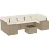 Image de vidaXL Ensemble de jardin canapé 8 pièces avec coussins Beige Poly Rattan