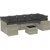 Image de vidaXL Ensemble de jardin canapé 8 pièces avec coussins gris clair Poly rotin