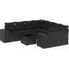 Image de vidaXL Ensemble de salon de jardin 9 pièces avec coussins noir poly rotin