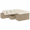 Image de vidaXL Ensemble de salon de jardin 9 pièces avec coussins beige Poly rotin